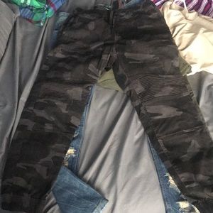 black and grey camp joggers